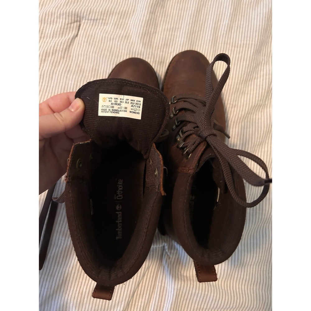 Timberland Womens 8.5 Ellendale Mid Lace-Up Boots Leather dark brown hiking fall - Picture 7 of 10